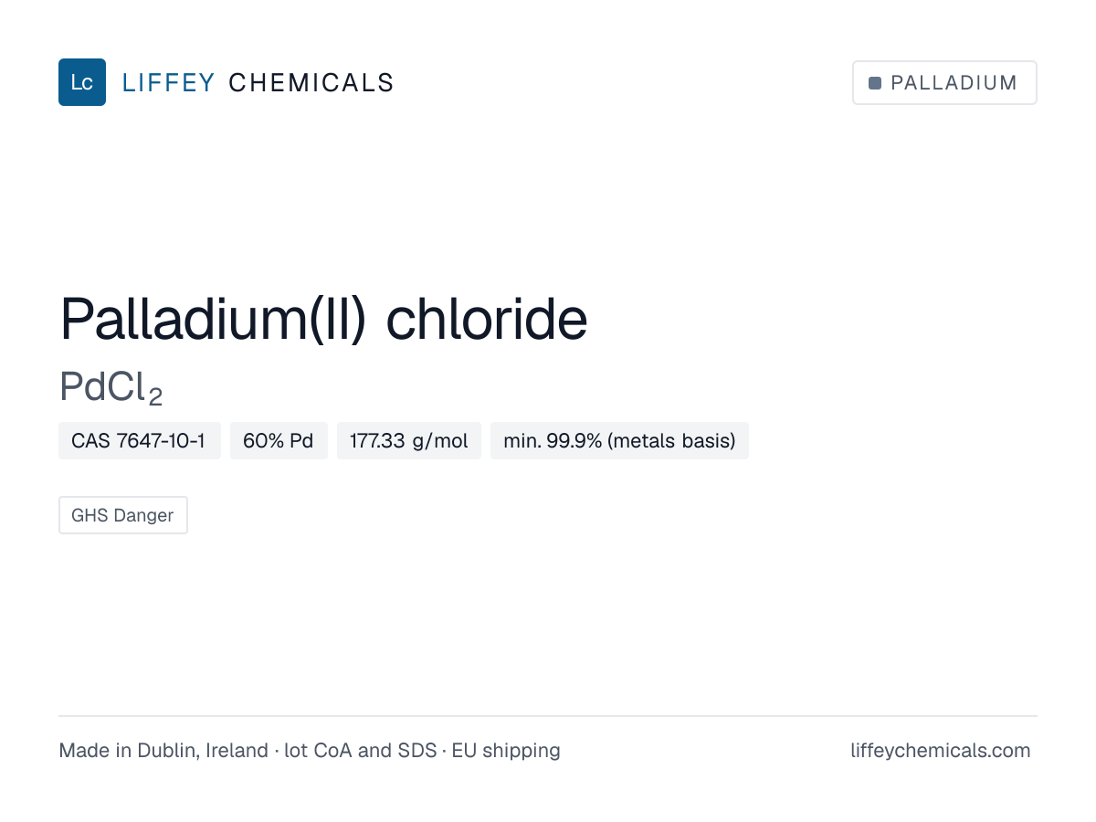 Palladium(II) chloride (PdCl2), CAS 7647-10-1 — product card