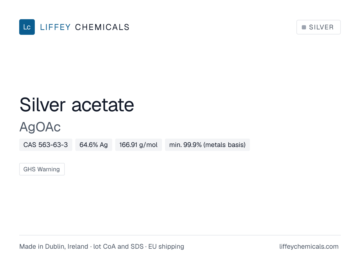Silver acetate (AgOAc), CAS 563-63-3 — product card