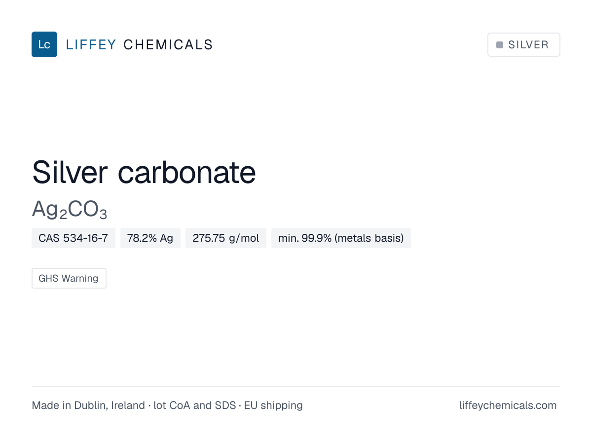Silver carbonate (Ag2CO3), CAS 534-16-7 — product card