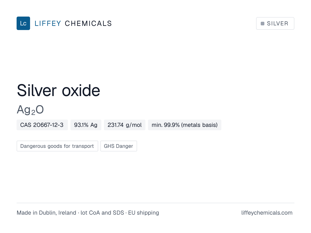 Silver oxide (Ag2O), CAS 20667-12-3 — product card