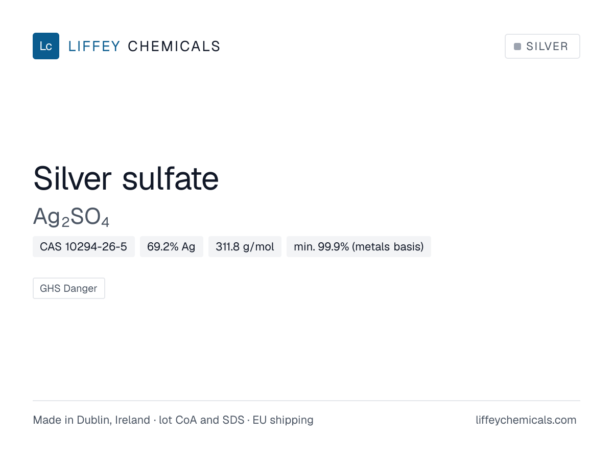 Silver sulfate (Ag2SO4), CAS 10294-26-5 — product card